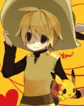  flower hat heart pikachu pokemon pokemon_(creature) puddingpudding simple_background yellow_(pokemon) 