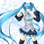  bad_id clenched_hands fist hatsune_miku highres ihara_natsume solo star thigh-highs thighhighs vocaloid zettai_ryouiki 