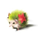  flower green_eyes hedgehog lowres nigo no_humans pokemon pokemon_(creature) realistic shaymin simple_background 