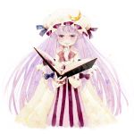  artist_request book hat highres machiba_riku patchouli_knowledge purple_hair ribbon smile solo touhou 