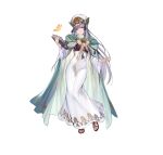  1girl absurdres bangs book breasts bug butterfly cape commentary dress fire_emblem fire_emblem:_genealogy_of_the_holy_war fire_emblem_heroes full_body hanusu hat highres holding holding_book julia_(fire_emblem) long_dress long_hair medium_breasts official_art parted_lips purple_hair sandals shiny shiny_hair simple_background smile solo standing toes violet_eyes white_background white_dress wide_sleeves 