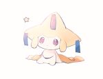  arm_support closed_mouth colored_skin commentary_request gen_3_pokemon jirachi looking_up mythical_pokemon nao_(naaa_195) no_humans pokemon pokemon_(creature) ribbon sitting solo star_(symbol) violet_eyes white_skin 