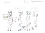  1girl absurdres character_sheet highres idolmaster idolmaster_cinderella_girls multiple_views official_art partially_colored production_art scan simple_background turnaround white_background zip_available 