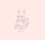  2girls :&lt; animal_ear_fluff animal_ears bangs blush cat_ears cat_girl cat_tail chibi closed_mouth eyebrows_visible_through_hair fox_ears fox_girl fox_tail hair_between_eyes hololive kemonomimi_mode long_hair lying multiple_girls on_stomach outstretched_arms romaji_text sasaki_(glass1138) shirakami_fubuki shiranui_flare shirt short_sleeves standing tail translation_request v-shaped_eyebrows very_long_hair virtual_youtuber 