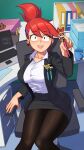  1girl alternate_costume barleyshake breasts business_suit formal foster&#039;s_home_for_imaginary_friends frankie_foster highres large_breasts office office_lady pantyhose pencil_skirt redhead skirt skirt_suit solo suit toon_(style) 
