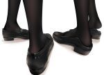  2girls ama_mitsuki black_footwear black_legwear close-up commentary feet highres loafers multiple_girls original pantyhose shoes simple_background standing twitter_username white_background 