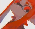  1girl aspara bangs close-up closed_mouth inkling long_hair looking_at_viewer looking_down orange_eyes orange_hair pointy_ears red_shirt shirt simple_background solo source_request splatoon_(series) splatoon_1 tentacle_hair tentacles white_background 