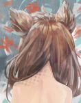 1girl ahoge animal_ears brown_hair completely_nude facing_away from_behind highres long_hair luicent nape nude original solo 