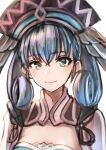 1girl breasts closed_mouth curly_hair green_eyes hat head_wings long_hair looking_at_viewer medium_breasts melia_antiqua nyantiu silver_hair simple_background smile solo upper_body white_background xenoblade_chronicles xenoblade_chronicles_(series) 