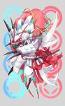  +_+ alternate_color black_eyes claws commentary_request gen_5_pokemon gen_7_pokemon golisopod grey_background half-closed_eyes highres ngr_(nnn204204) no_humans pokemon pokemon_(creature) scolipede sheath shiny_pokemon signature sword weapon white_eyes 