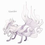  alternate_color character_name commentary_request full_body gen_1_pokemon looking_back ngr_(nnn204204) ninetales no_humans pokemon pokemon_(creature) signature simple_background solo standing toes violet_eyes white_background 