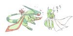  claws closed_eyes colored_skin commentary_request covering_face flygon flying_sweatdrops gardevoir gen_3_pokemon looking_at_another ngr_(nnn204204) pokemon pokemon_(creature) simple_background sketch translation_request white_background white_skin 