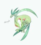  black_eyes bright_pupils character_name closed_mouth colored_sclera commentary_request full_body gen_3_pokemon grovyle ngr_(nnn204204) no_humans pokemon pokemon_(creature) simple_background solo white_background yellow_sclera 