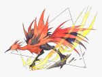  absurdres beak closed_mouth commentary_request from_side galarian_form galarian_zapdos gen_8_pokemon highres legendary_pokemon ngr_(nnn204204) no_humans pokemon pokemon_(creature) running signature standing talons white_background yellow_eyes 