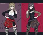  alternative_girls black_clothes blonde_hair dark_hair dysphoria fishnets gothic heart original punk symmetry 