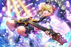  blonde_hair blush d4dj dress guitar red_eyes short_hair smile tsukimiyama_nagisa 