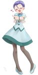  1boy blue_hair crossdressing dress highres james_(pokemon) open_mouth pokemon pokemon_(anime) smile team_rocket tsukino_mi 