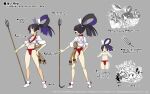  1girl alternate_costume alternate_hairstyle ass back bangs black_eyes black_hair character_sheet copyright disgaea disgaea_rpg fish full_body fundoshi grey_background hair_rings hand_on_own_thigh holding holding_polearm holding_weapon japanese_clothes long_hair multiple_views navel no_shoes official_art photoshop_(medium) pointy_ears polearm punching ronin_(disgaea) rope shirt short_sleeves simple_background solo standing tabi text_focus tied_shirt trident turnaround weapon 