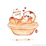  artist_name blush cream_puff food highres no_humans original otter white_background yeshen529shengkuai 