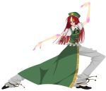  chinese_clothes fighting_stance hat hong_meiling noibara red_hair redhead short_sleeves solo touhou 