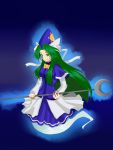  capelet green_eyes green_hair hat hat_ribbon kanatuka long_hair mima ribbon staff touhou 