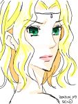 blonde_hair female green_eyes guin_saga lady_amnelis long_hair sketch solo 