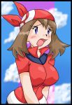  blue_eyes blush breasts brown_hair haruka_(pokemon) pokemon 
