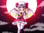  blonde_hair blue_hair dragonball falketto fang flandre_scarlet fusion gradient_hair hat moon multicolored_hair parody red_moon remilia_scarlet side_ponytail solo thigh-highs thighhighs touhou white_legwear wings zettai_ryouiki 
