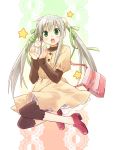  blush eretto green_eyes open_mouth original satchel solo star twintails white_hair 