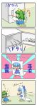  4koma blush_stickers chibi cirno comic daiyousei in_container in_refrigerator kakushiaji left-to-right_manga o_o popsicle refrigerator scared suika_bar surprised touhou translated |_| 