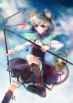  basket boots grey_hair highres jewelry mouse mouse_ears mouse_tail nazrin nokishita pendant red_eyes short_hair tail touhou 