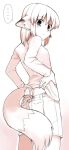  animal_ears apricot fox_ears fox_tail grey_eyes hands_on_hips holding_own_tail looking_back monochrome original panties pink short_hair skirt smile sweater tail tail_grab underwear yamai 