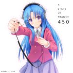  a_state_of_trance blue_hair blush foreshortening hands headphones kawashima_ami kisaragi_miyu long_hair parody purple_eyes school_uniform smile toradora! violet_eyes 