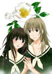  2girls flower hand_holding kubo_shiori long_hair maria-sama_ga_miteru natin rose satou_sei white_rose yuri 