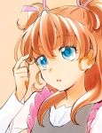  1girl blue_eyes houjou_hibiki kurochiroko orange_background orange_hair precure simple_background solo suite_precure 