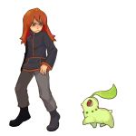  brown_eyes chikorita green nintendo pokemon redhead silver_(pokemon) 