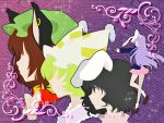  bad_apple!! black_hair blonde_hair brown_hair bunny_ears cat_ears chen hat imahia inaba_tewi profile purple_hair rabbit_ears reisen_udongein_inaba ribbon saihia short_hair skirt standing_on_one_leg touhou yakumo_ran 