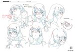  1girl bakemonogatari character_sheet hanekawa_tsubasa highres monogatari_(series) multiple_views official_art portrait production_art production_note scan simple_background turnaround white_background zip_available 