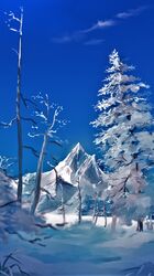  blue_sky clouds commentary_request day mountain nature no_humans one-hour_drawing_challenge original outdoors scenery sky snow suzu_(susan_slr97) tree 