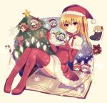  6+girls =_= absurdres alternate_costume animal_costume antlers bat_wings blue_bow blue_hair book boots bow box candy candy_cane choker christmas christmas_ornaments christmas_tree cirno closed_eyes crescent crescent_pin daiyousei embodiment_of_scarlet_devil eyebrows_visible_through_hair flandre_scarlet food gift gift_box green_hair hair_between_eyes hat highres hong_meiling izayoi_sakuya knee_boots koakuma multiple_girls off-shoulder_shirt off_shoulder patchouli_knowledge purple_hair red_choker red_eyes red_ribbon redhead reindeer_antlers reindeer_costume remilia_scarlet ribbon rumia santa_costume santa_hat shirt siblings side_ponytail silver_hair sisters snow_globe snowflakes snowman socks solid_oval_eyes stuffed_animal stuffed_toy subaru_(subachoco) teddy_bear touhou wings yellow_bow 