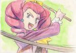  1girl blue_eyes iwane_masaaki jessiebelle_rumika pokemon pokemon_(anime) redhead smile solo whip 