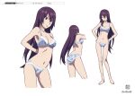  1girl anime_coloring bakemonogatari character_sheet full_body highres monogatari_(series) multiple_views official_art production_art scan simple_background standing underwear underwear_only white_background zip_available 