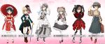  6+girls alisa_(girls_und_panzer) animal_ears apron bangs bare_shoulders beige_shirt black_eyes black_hair black_legwear black_shorts blonde_hair blue_eyes blunt_bangs blunt_ends blush bob_cut boko_(girls_und_panzer) bow bowtie brown_eyes brown_footwear brown_hair capelet chain character_name checkered checkered_skirt cleavage_cutout clothing_cutout coattails corset detached_sleeves dress fake_animal_ears flower frilled_apron frilled_dress frilled_shirt frills girls_und_panzer girls_und_panzer_senshadou_daisakusen! gradient gradient_background green_eyes green_jacket hairband hat hat_bow hat_flower hat_ribbon heart heart_print high_heels highres holding holding_umbrella hood hooded_capelet hosomi_shizuko jacket japanese_clothes katyusha_(girls_und_panzer) lace-trimmed_dress lace-trimmed_legwear lace_trim lolita_fashion lolita_hairband long_skirt long_sleeves looking_at_viewer mika_(girls_und_panzer) mini_hat mob_cap multiple_girls official_art oil-paper_umbrella one_eye_closed open_mouth panda pantyhose pink_background pinky_out plaid plaid_skirt red_bow red_dress red_footwear red_skirt red_umbrella ribbon shimada_arisu shirt short_hair short_sleeves shorts skirt skirt_hold sleeveless sleeveless_dress smile socks sono_midoriko striped striped_bow stuffed_animal stuffed_toy tassel teddy_bear thigh-highs torn_clothes torn_legwear two-tone_dress two_side_up umbrella white_apron white_dress white_footwear white_legwear white_shirt wide_sleeves 