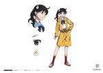  1girl anime_coloring araragi_karen bakemonogatari character_sheet full_body highres monogatari_(series) multiple_views official_art production_art scan simple_background standing white_background zip_available 