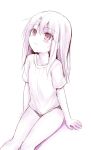  1girl bangs blush breasts buruma fate/kaleid_liner_prisma_illya fate_(series) hair_between_eyes highres illyasviel_von_einzbern long_hair looking_up open_mouth sen_(astronomy) short_sleeves sidelocks sitting sketch small_breasts 