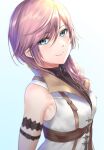  1girl absurdres blue_eyes breasts closed_mouth final_fantasy final_fantasy_xiii highres lightning_farron long_hair looking_at_viewer pink_hair rama_(yu-light8) simple_background smile solo zipper_pull_tab 
