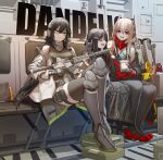  3girls absurdres anna_(girls&#039;_frontline) assault_rifle black_hair blonde_hair cheogtanbyeong cosplay dandelion_(girls&#039;_frontline) eyeliner girls_frontline gun highres m4_carbine m4_sopmod_ii_(girls&#039;_frontline) m4a1_(girls&#039;_frontline) m4a1_(girls&#039;_frontline)_(cosplay) makeup multiple_girls red_eyes rifle smile weapon yellow_eyes 