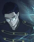  1boy black_hair glasses green_eyes harry_james_potter harry_potter harry_potter:_the_cursed_child highres older scar scar_on_face scar_on_forehead short_hair solo upper_body 