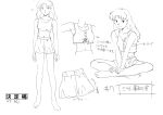  1girl absurdres character_sheet full_body greyscale highres monochrome multiple_views neon_genesis_evangelion official_art production_art sadamoto_yoshiyuki simple_background white_background zip_available 