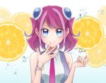  blue_eyes bracelet exposed_shoulders hiiragi_yuzu multicolored_hair pink_hair pink_neckwear short_twintails small_breasts smile two-tone_hair yny yuu-gi-ou yuu-gi-ou_arc-v 